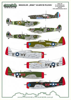 Décalcomanies ModelMaker D48182 Avions Boleslaw « Mike » Gladych 1/48