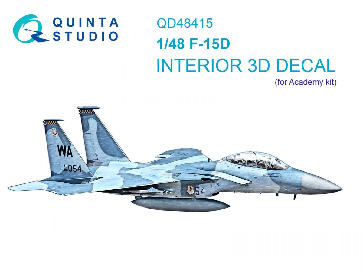Quinta Studio QD48415 F-15D 3D-Printed colored Interior on decal paper (Academy) 1/48