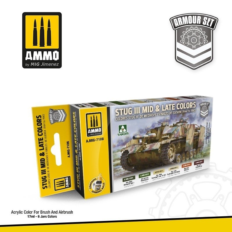 AMMO of Mig Jimenez 7186 SET: STUG III MID &amp;amp; LATE COLORS 44-45 6x17ml – Bild 2
