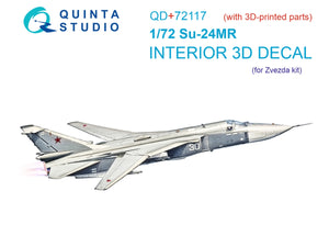 Quinta Studio QD+72117 Su-24MR 3D-Printed colored Interior on decal paper (Zvezda) (with 3D-printed resin part) 1/72