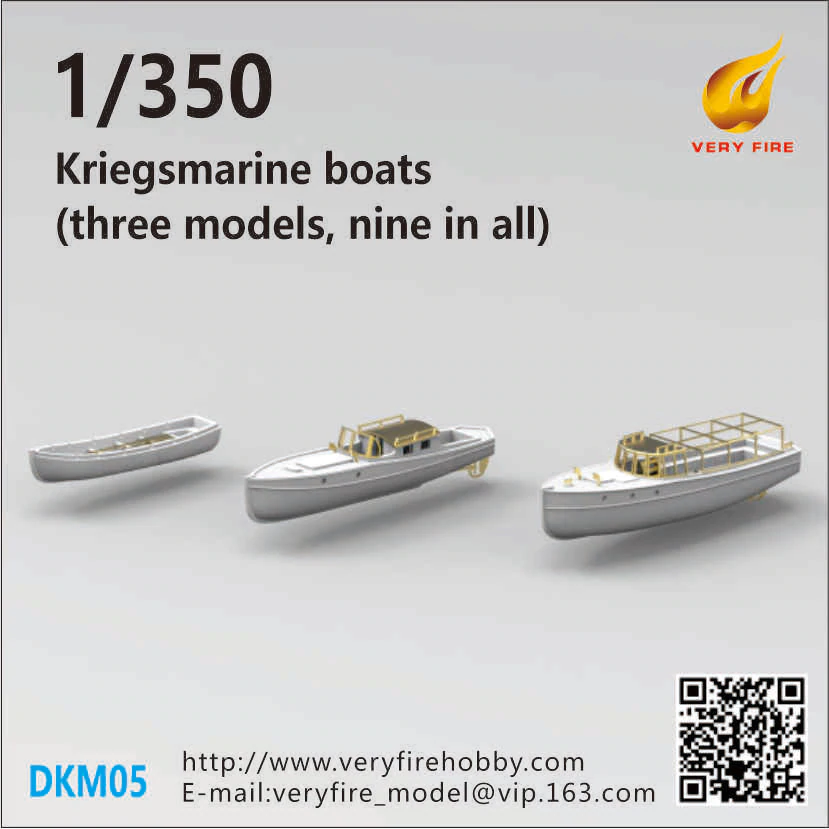 Very Fire DKM05 Kriegsmarine Boats (3 types, 9 boats) 1/350