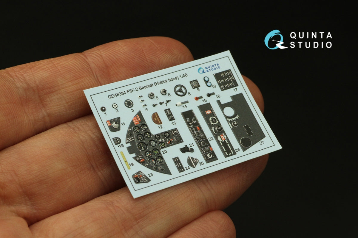 Quinta Studio QD48384 F8F-2 Bearcat 3D-Printed &amp;amp; colored Interior on decal paper (Hobby Boss) 1/48 – image 3