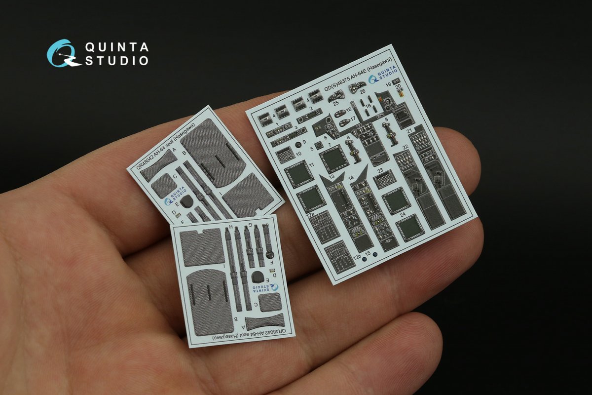 Quinta Studio QD48375 AH-64E 3D-Printed &amp;amp; colored Interior on decal paper (Hasegawa) 1/48 – image 4