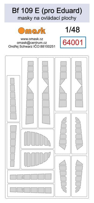 Omask 64001 Bf 109E masks for control surfaces (for Eduard) 1/48