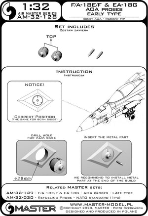 Master AM-32-128 F/A-18E/F Super Hornet &amp;amp; EA-18G Growler - Angle Of Attack probes - EARLY type 1/32 – image 2