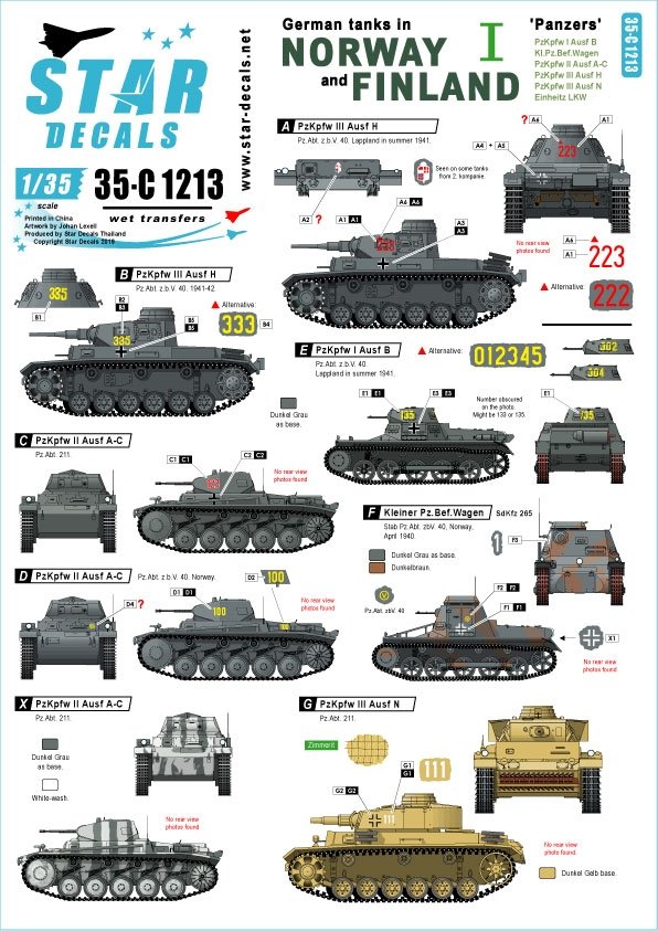 Star Decals 35-C1213 German tanks in Norway &amp; Finland #I 1/35