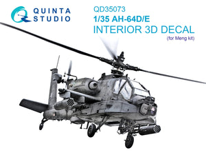 Quinta Studio QD35073 AH-64D/E 3D-Printed &amp;amp; colored Interior on decal paper (Meng) 1/35