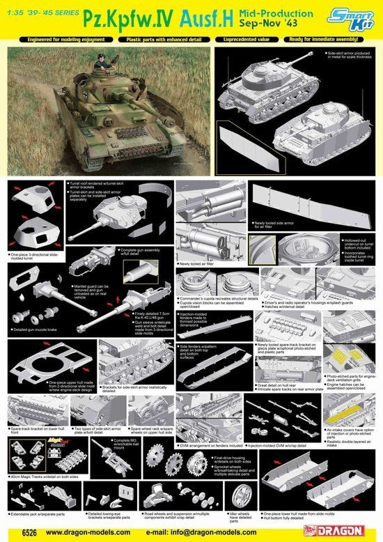 Dragon 6526 Pz.Kpfw.IV Ausf.H, Mid-Production Sep-Nov 43 1/35 – image 2