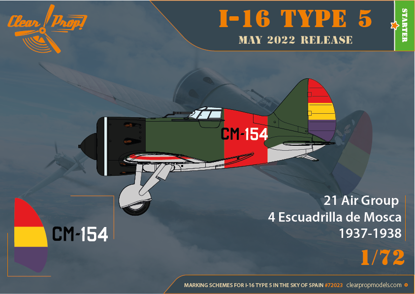 Clear Prop! CP72023 I-16 Type 5 In the sky of Spain STARTER KIT 1/72 – immagine 10