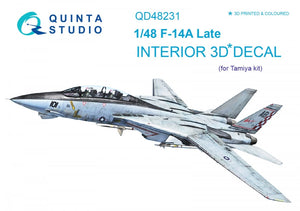 Quinta Studio QD48231 F-14A Late 3D-Printed &amp;amp; colored Interior on decal paper (for Tamiya kit) 1/48