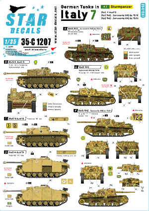 Star Decals 35-C1207 German tanks in Italy #7 Sturmpanzer 1/35