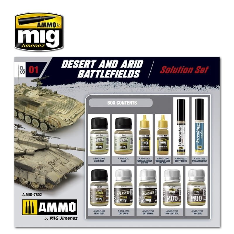 AMMO of Mig Jimenez 7802 - Super Pack Desert &amp;amp; Arid Battlefields - Solution Set - Weathering kit – image 2