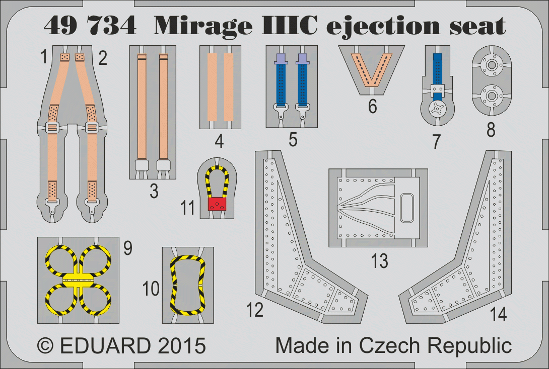 Siège éjectable Mirage IIIC Eduard 49734, échelle 1/48.