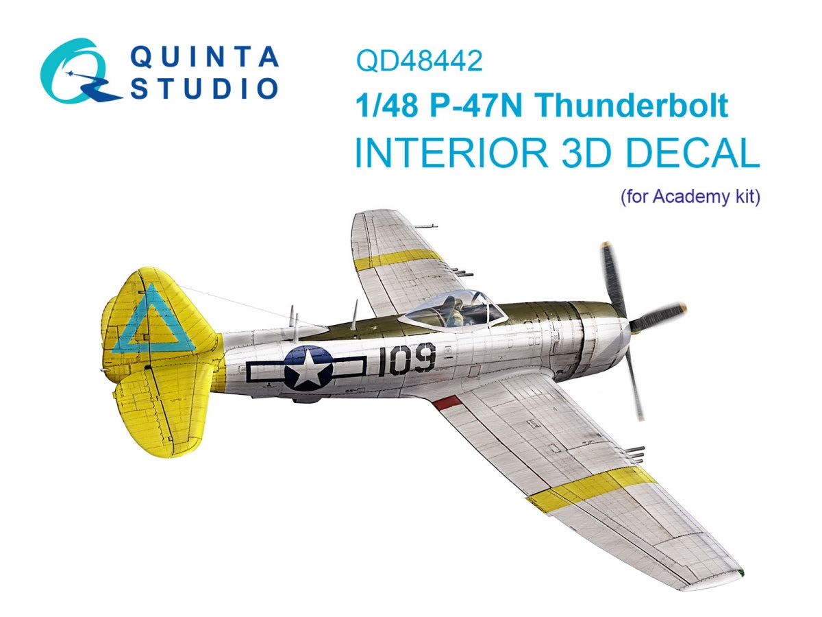 Quinta Studio QD48442 P-47N Thunderbolt 3D-Printed colored Interior on decal paper (Academy) 1/48