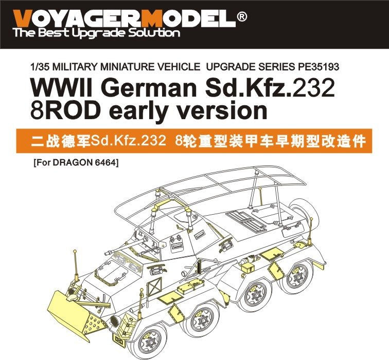 Voyager Model PE35193 WWII German Sd.Kfz.232 8 ROD early version for TAMIYA Kit 1/35