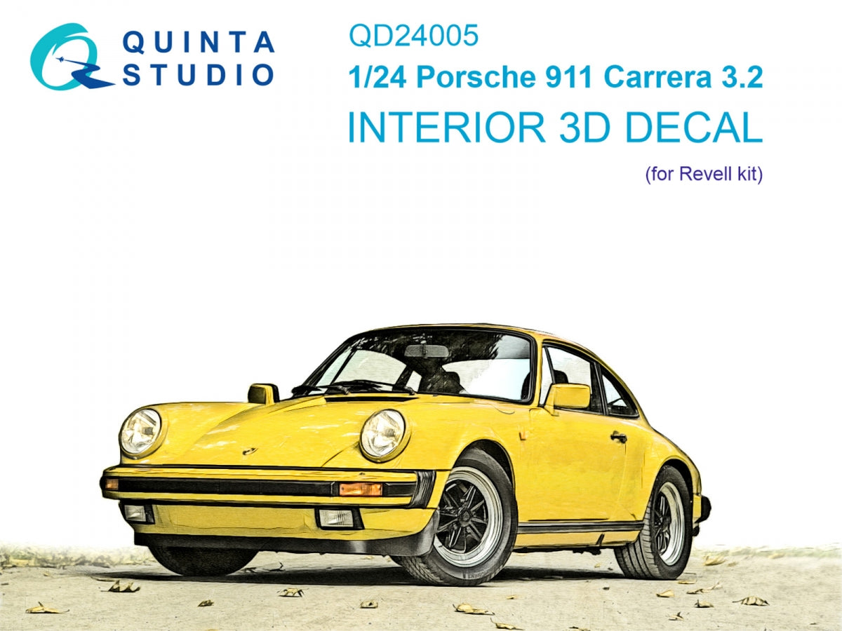 Quinta Studio QD24005 Porsche 911 Carrera 3.2 3D-Printed &amp; colored Interior on decal paper (Revell) 1/24