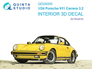 Quinta Studio QD24005 Porsche 911 Carrera 3.2 3D-Printed &amp;amp; colored Interior on decal paper (Revell) 1/24