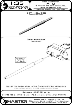 Master GM-35-052 M10 Tank Destroyer - 3-inch M7 (76.2 mm) gun barrel (for Academy model) 1/35 – Bild 3