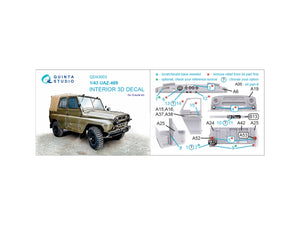 Quinta Studio QD43003 UAZ-469 3D-Printed &amp;amp; colored Interior on decal paper (Zvezda) 1/43 – Bild 12