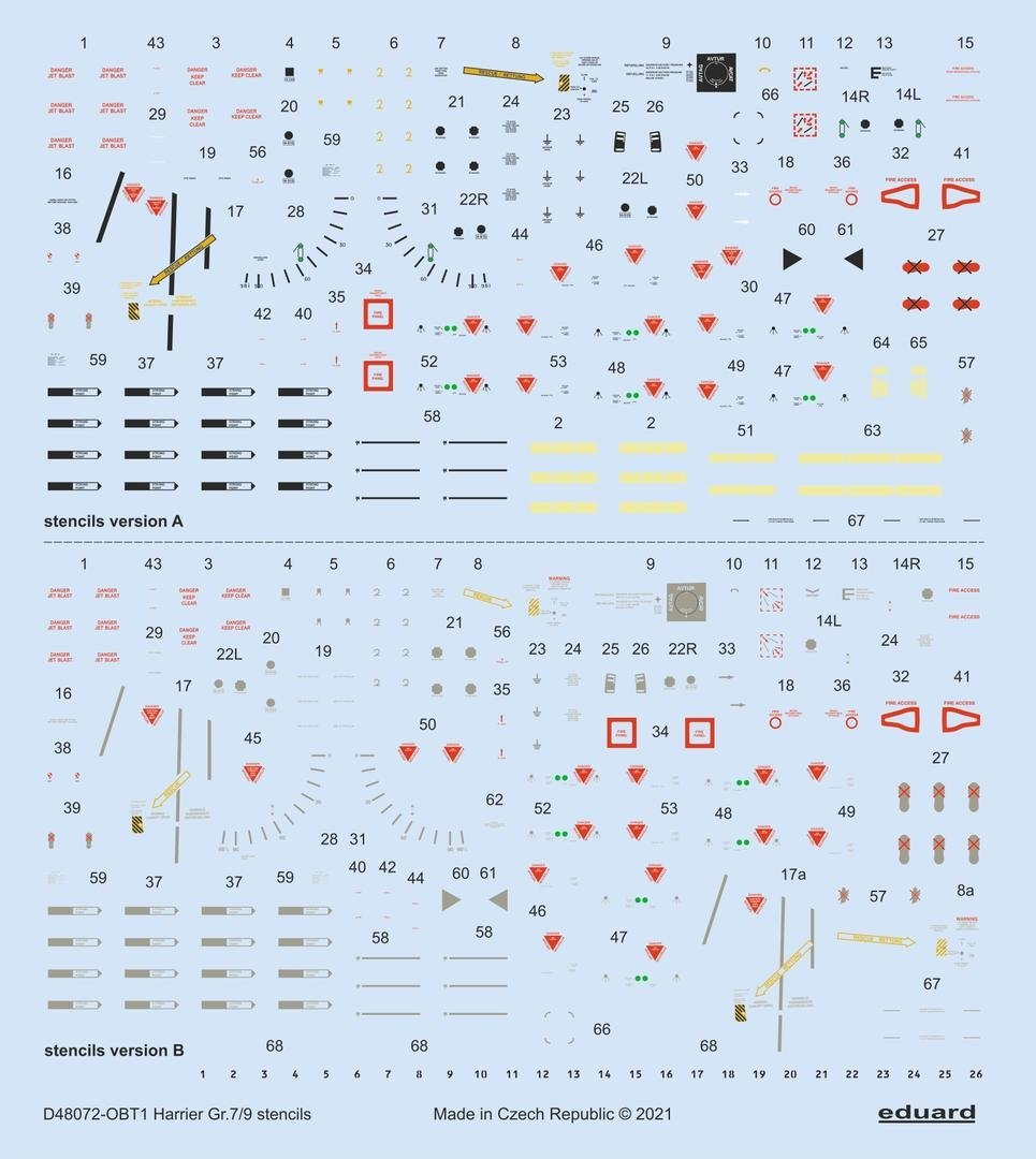 Eduard D48072 Harrier GR.7/9 stencils 1/48