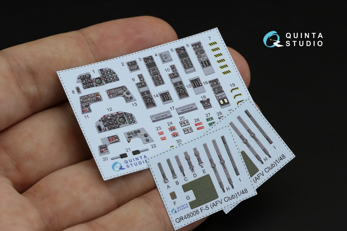 Quinta Studio QD48197 F-5F Tiger II 3D-Printed &amp;amp; colored Interior on decal paper (for AFV Club ) 1/48 – image 9