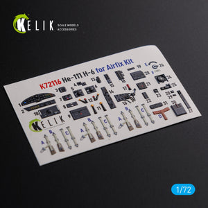 KELIK K72116 He-111 H6 interior 3D decals for Airfix kit 1/72 – zdjęcie 2