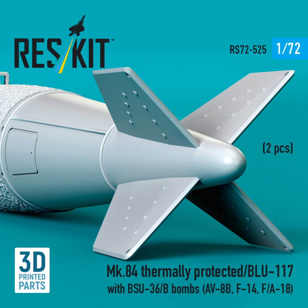 RESKIT RS72-0525 Mk.84 thermally protected/BLU-117 with BSU-36/B bombs (2 pcs) (3D Printed) 1/72 – obrázek 3