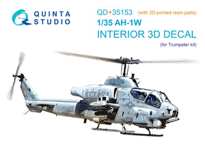 Quinta Studio QD+35153 AH-1W 3D-Printed &amp;amp; colored Interior on decal paper (Trumpeter) (with 3D-printed resin parts) 1/35