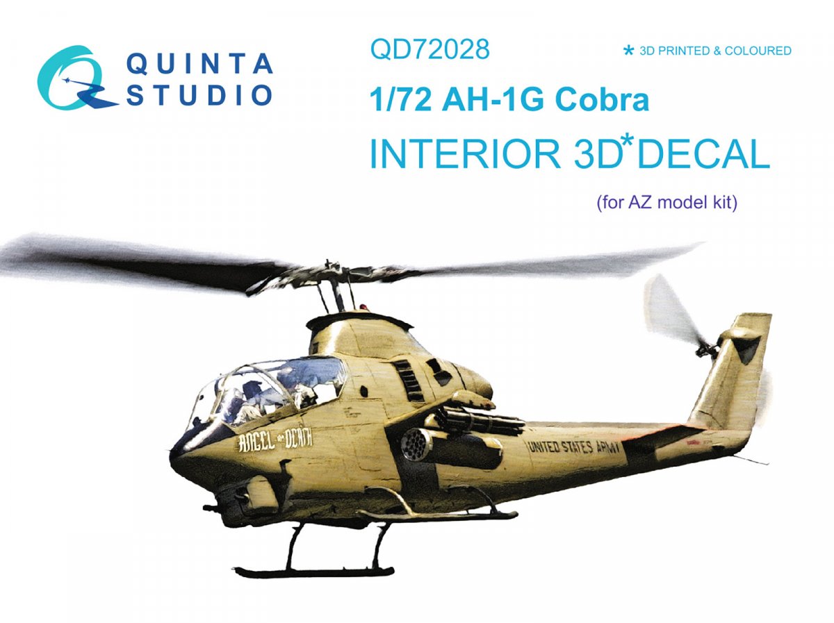 Quinta Studio QD72028 Ah-1G 3D-Printed &amp;amp; colored Interior on decal paper (AZ models) 1/72