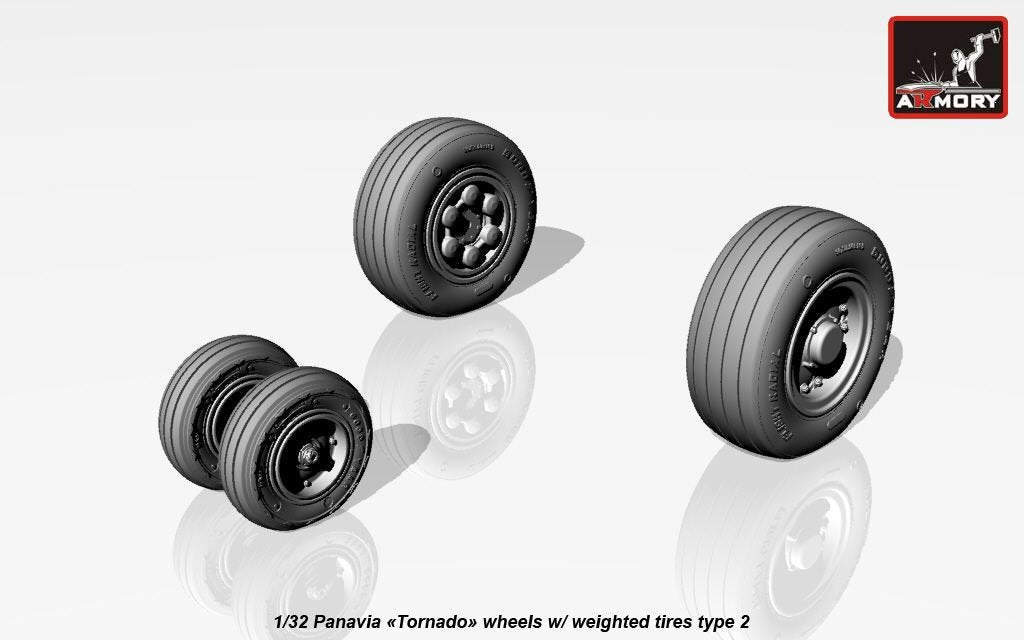 Armory Models AW32501b Panavia Tornado wheels, w/ tires type “b” (GY) 1/32 – image 3