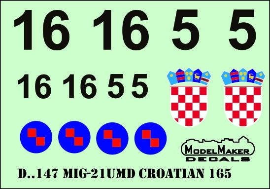 ModelMaker Decals D48147 MiG-21UMD CROATIAN 165 Display Plane 1/48 – obrázek 2