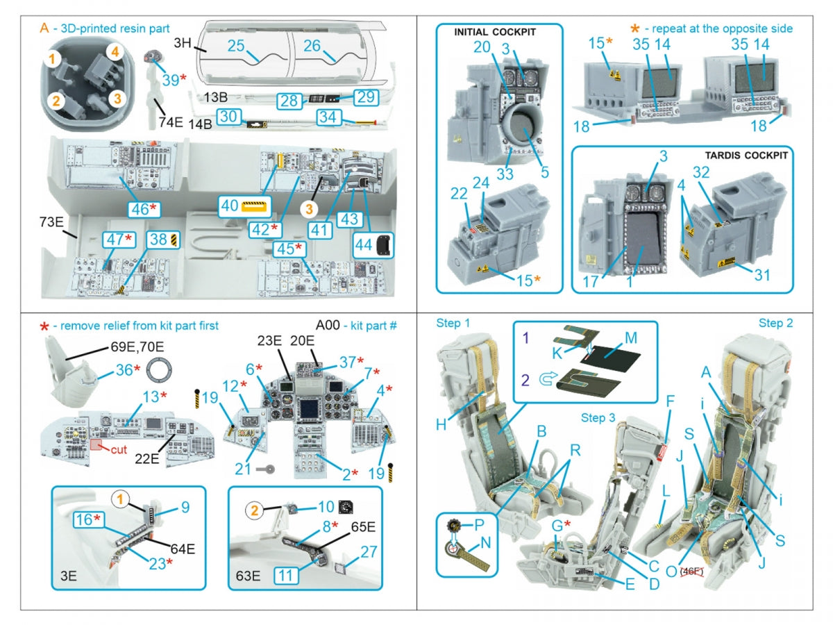 Intérieur imprimé en 3D et coloré sur papier décalcomanie (Italeri) pour Quinta Studio QD+32228 Tornado Gr.4 (avec pièces en résine imprimées en 3D) 1/32 – image 3