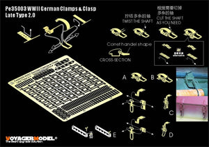 Voyager Model PE35003 WWII German Clamps &amp;amp; Clasp Late Type 2.0 (For All) 1/35 – obrázek 2