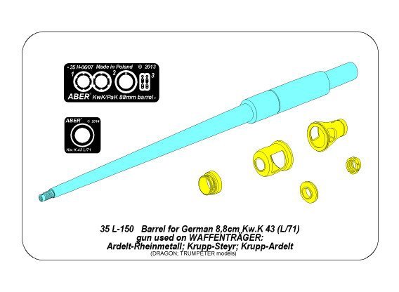 Aber 35L-150 Barrel for German 8.8cm PAK-43 gun used on Waffentrager (1/35) – Bild 16
