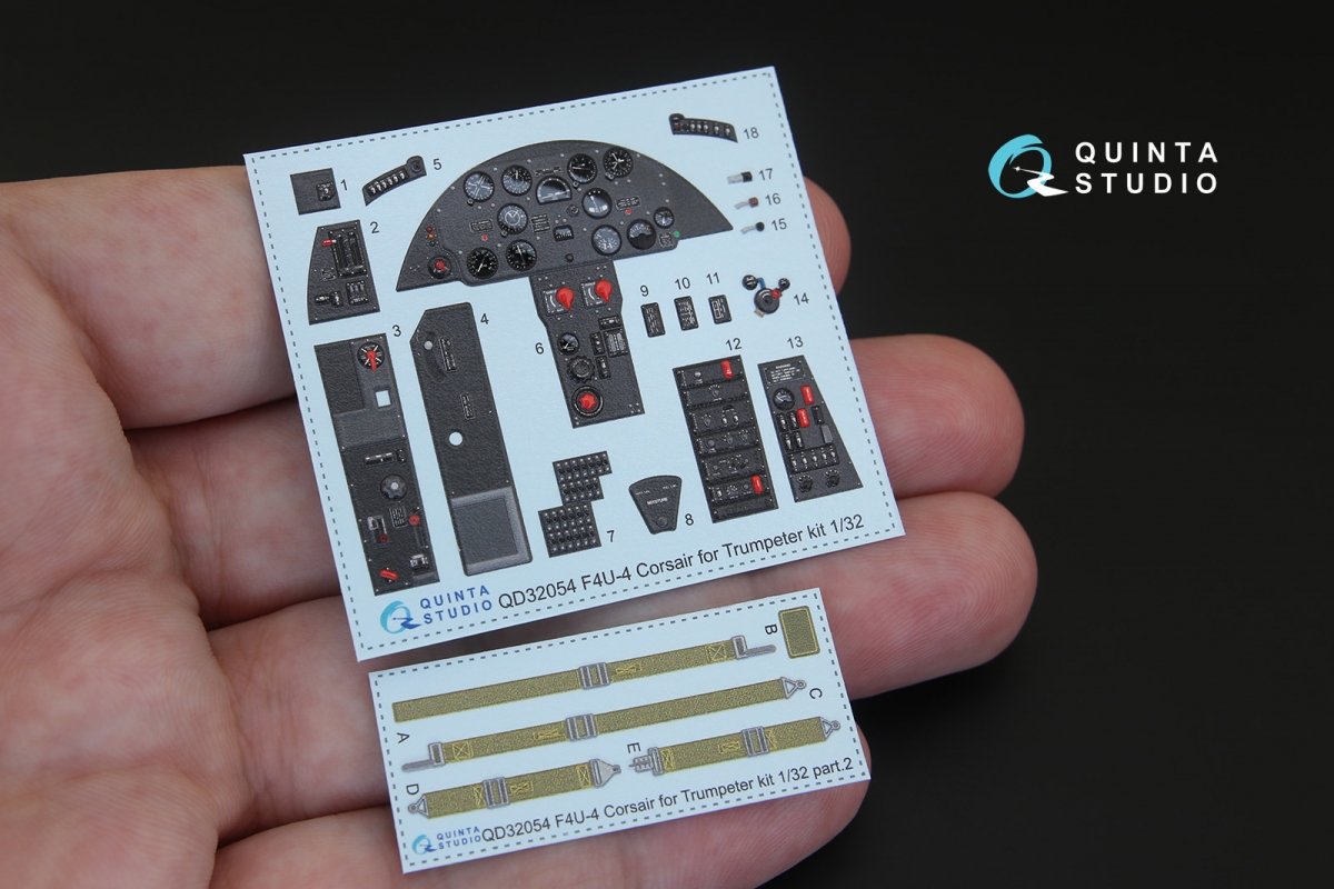 Quinta Studio QD32054 F4U-4 3D-Printed &amp;amp; colored Interior on decal paper (for Trumpeter kit) 1/32 – obrázek 2