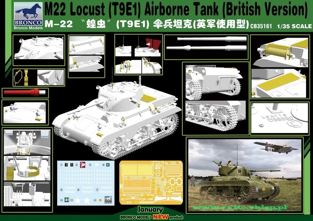 Bronco CB35161 M-22 Locust (T9E1) Airborne Tank (British Version) 1/35 – Bild 2