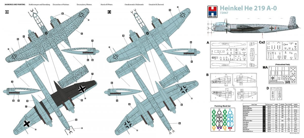 Hobby 2000 72067 Heinkel He 219 A-0 (DRAGON + CARTOGRAF + MASKS) 1/72 – Bild 5