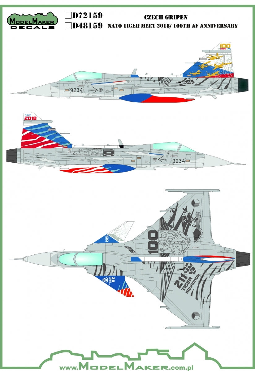 ModelMaker Decals D48159 Czech Gripen 100 Years of Aviation / NTM 2018 1/48