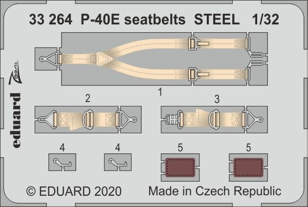 Eduard 33264 P-40E seatbelts STEEL 1/32 TRUMPETER