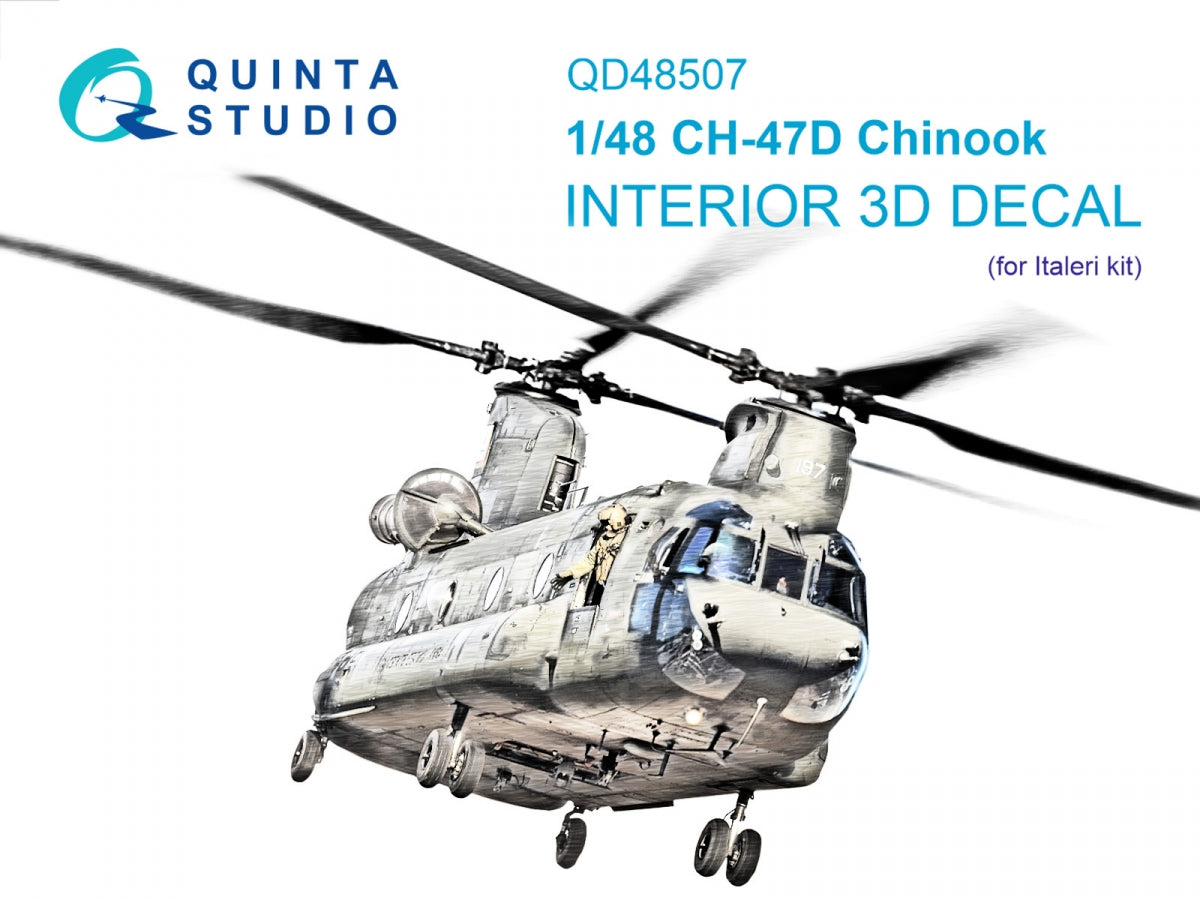 Quinta Studio QD48507 CH-47D 3D-Printed colored Interior on decal paper (Italeri) 1/48