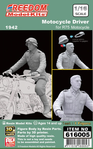 Freedom 616005 WW2 German Motorcycle Driver for R75 1/48