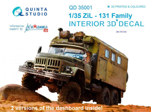 Quinta Studio QD35001 ZiL-131 Family 3D-Printed &amp;amp; colored Interior on decal paper (for All kits) 1/35