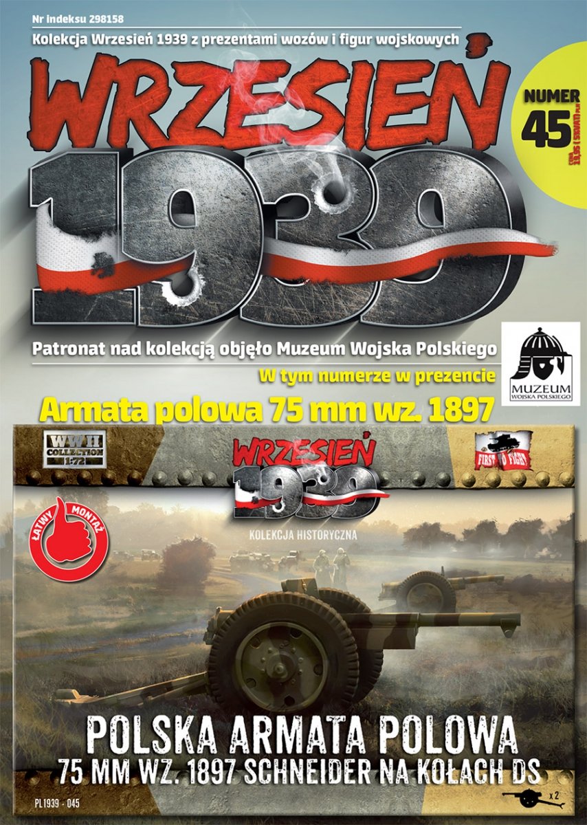 First to Fight PL045 Polish 75mm SCHNEIDER field gun model 1897 on DS wheels (1/72)
