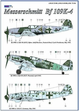 AML D32001 Decal Messerschmitt Bf 109K-4 part I 1/32 – obrázek 4