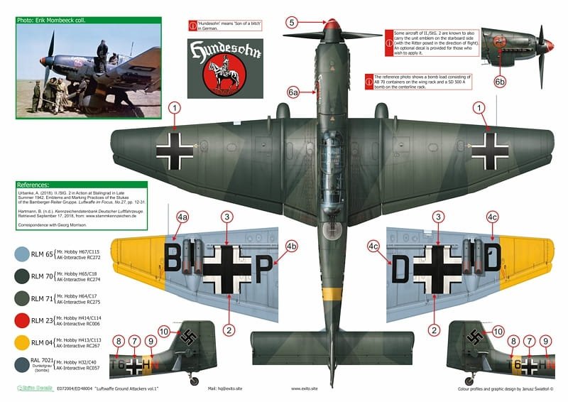 Exito ED48004 DECALS Luftwaffe Ground Attackers vol.1 - Ju 87 D-3, Hs 129, Fw 190F-8 1/48 – image 6