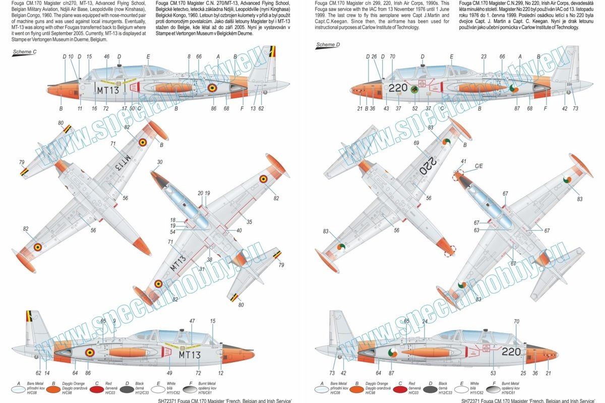 Special Hobby 72371 Fouga CM.170 Magister &amp;#39;French, Belgian &amp;amp; Irish Service&amp;#39; 1/72 – image 4