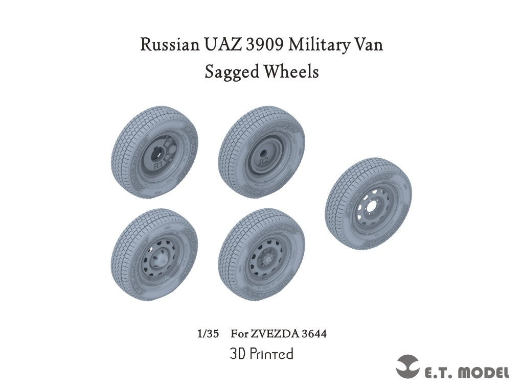 ET Model P35-115 Russian UAZ 3909 Military Van Sagged wheels For ZVEZDA 3644 1/35