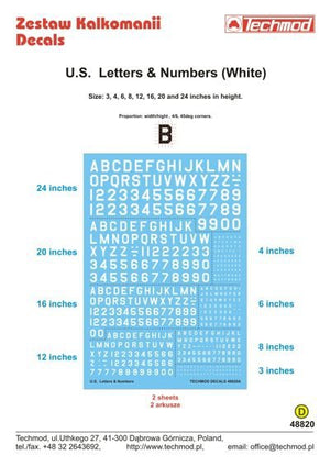 Techmod 48820 U.S. Letters &amp;amp; Numbers white 1/48