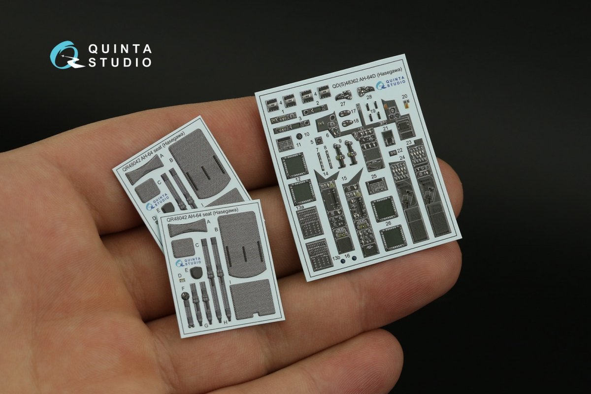 Quinta Studio QD48362 AH-64D 3D-Printed &amp;amp; colored Interior on decal paper (Hasegawa) 1/48 – obrázek 4