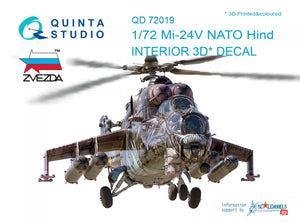 Quinta Studio QD72019 Mi-24V NATO 3D-Printed &amp;amp; colored Interior on decal paper (for Zvezda kit) 1/72